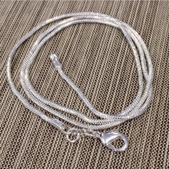 Silver Snake Chain 20” Necklace Stamped 925 1mm - Picture 3 of 8